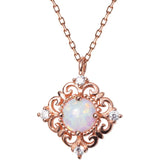 S925 Silver Square Opal Pendant Necklace for Women