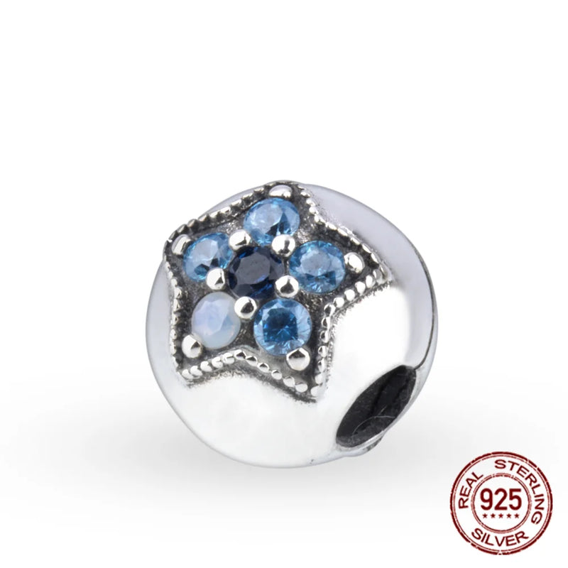 S925 Silver Pentagram Zircon Inlay Buckle Bracelet DIY Bead Accessories