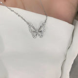 S925 Silver Plated 14K Butterfly Clavicle Chain Necklace
