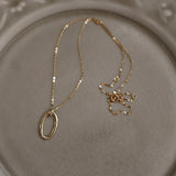 S925 Silver Plated 14K Necklace Pendant Nordic Geometric Clavicle Necklace