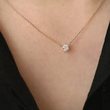 S925 Silver Plated 14K Necklace Single Diamond Collarbone Chain