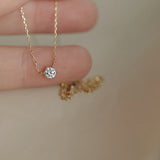 S925 Silver Plated 14K Necklace Single Diamond Collarbone Chain