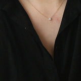 S925 Silver Plated 14K Necklace Single Diamond Collarbone Chain