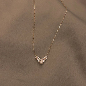 S925 Silver Plated Pearl Necklace 14K Collarbone Chain