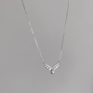 S925 Silver Plated Pearl Necklace 14K Collarbone Chain