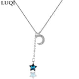 S925 Silver-Plated Star & Moon Zircon Necklace