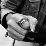 S925 Silver Chinese Arithmetic Plate Big Men's Ring