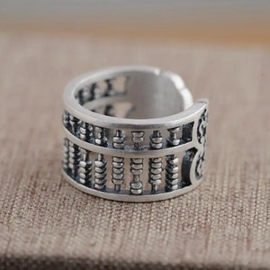 S925 Silver Chinese Arithmetic Plate Big Men's Ring