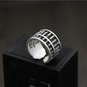 S925 Silver Chinese Arithmetic Plate Big Men's Ring