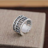 S925 Silver Chinese Arithmetic Plate Big Men's Ring