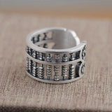 S925 Silver Chinese Arithmetic Plate Big Men's Ring