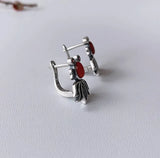 S925 Silver Vintage Thai Silver Southern Red Small Carp Female Earrings