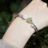 S925 silver retro antique tian jade silver bracelet