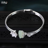 S925 silver retro antique tian jade silver bracelet