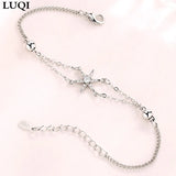 S925 Silver Rice Word 6-Pointed Star Zircon Bracelet Anniversary Gift