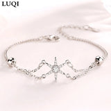S925 Silver Rice Word 6-Pointed Star Zircon Bracelet Anniversary Gift