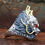 S925 Sterling Silver Dragon Ring Men's Thai Silver Open Dragon Ring