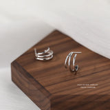 S925 Silver Three Claw Earrings Hollow Versatile Jewelry