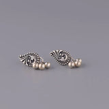 Vintage Thai Silver Earrings Chinese Peacock Bead Tassel Earrings