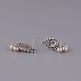 Vintage Thai Silver Earrings Chinese Peacock Bead Tassel Earrings
