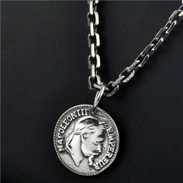 S925 Sterling Silver Face Coin Pendant Thai Silver Couple Round Face Pendant