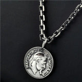 S925 Sterling Silver Face Coin Pendant Thai Silver Couple Round Face Pendant