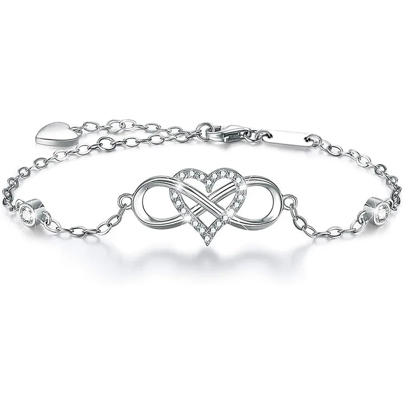 S925 Sterling Silver Heart Diamond Zircon Bracelet