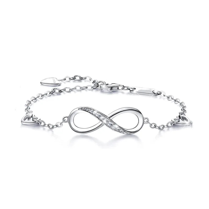 S925 Sterling Silver 8-Shaped Heart Love Bracelet