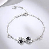 Sterling Silver Gutta Percha Heart Diamond Bracelet