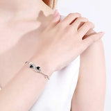 Sterling Silver Gutta Percha Heart Diamond Bracelet