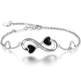 Sterling Silver Gutta Percha Heart Diamond Bracelet