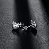 S925 Sterling Silver Cartoon Cat Earrings Jewelry