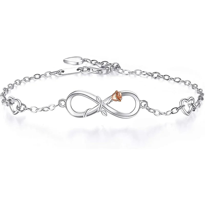S925 Sterling Silver Double Heart Bracelet Flower Separation High-End Jewelry