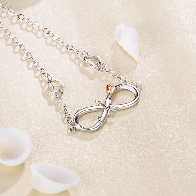 S925 Sterling Silver Double Heart Bracelet Flower Separation High-End Jewelry