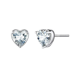 S925 Heart-Shaped Zircon Three-Claw Earrings
