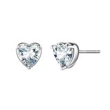 S925 Heart-Shaped Zircon Three-Claw Earrings