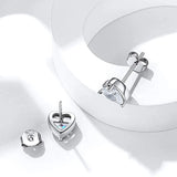 S925 Heart-Shaped Zircon Three-Claw Earrings