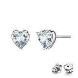S925 Heart-Shaped Zircon Three-Claw Earrings