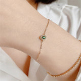 S925 Silver 14K Gold-Plated Emerald Bracelet Female Hand Ornament