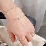 S925 Silver 14K Gold-Plated Emerald Bracelet Female Hand Ornament