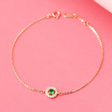 S925 Silver 14K Gold-Plated Emerald Bracelet Female Hand Ornament