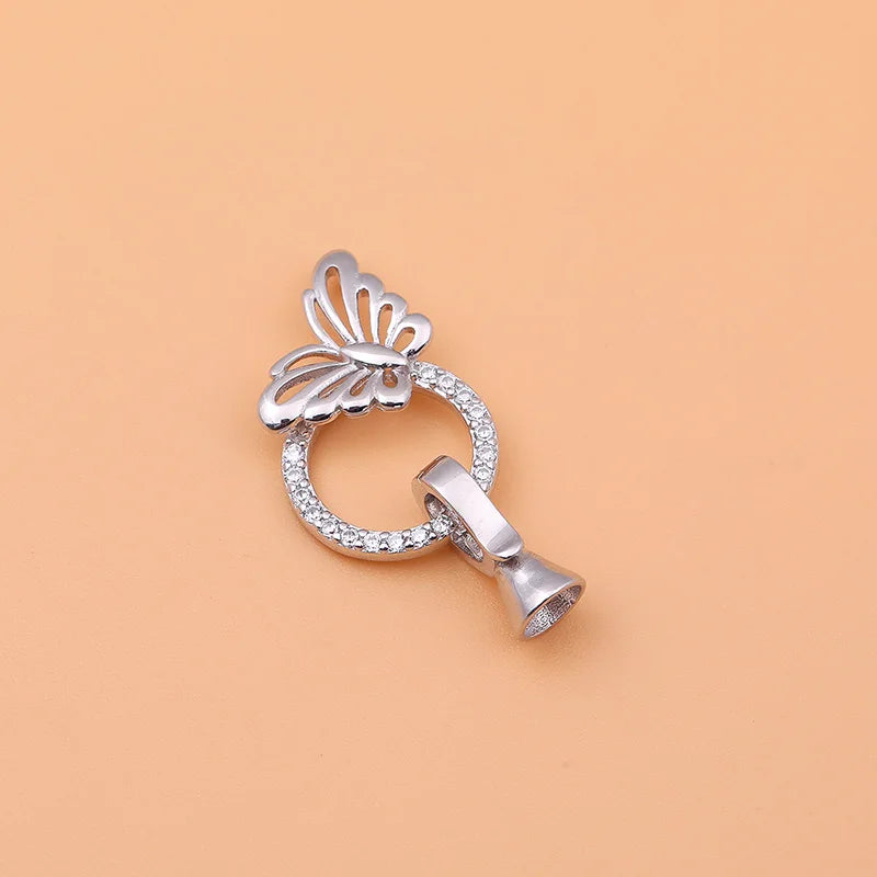 S925 Sterling Silver DIY Jewelry Butterfly Pearl Clasp