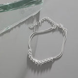 S925 Silver Double-layer Snake Bone String Buddha Adjustable Bracelet