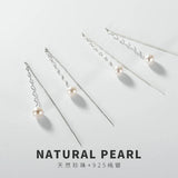 S925 Silver Inlay Freshwater Pearl Female Earrings