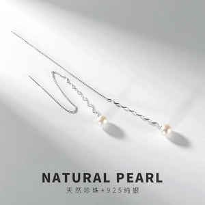 S925 Silver Inlay Freshwater Pearl Female Earrings