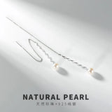 S925 Silver Inlay Freshwater Pearl Female Earrings