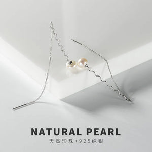 S925 Silver Inlay Freshwater Pearl Female Earrings