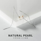S925 Silver Inlay Freshwater Pearl Female Earrings