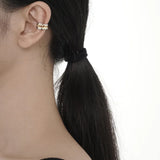 S925 Sterling Silver Two-Tone Tassel Chains Clip Earrings for Women