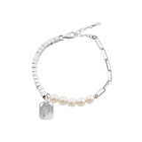 S925 Sterling Silver Pearl Square Bracelet Cold Bracelet
